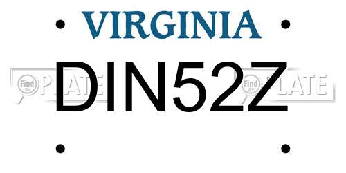 DIN52Z Virginia License Plate