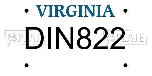 DIN822 Virginia License Plate