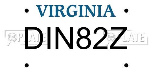 DIN82Z Virginia License Plate