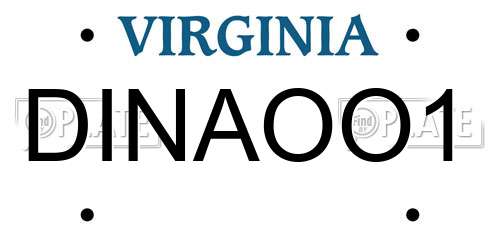 DINAOO1 Virginia License Plate