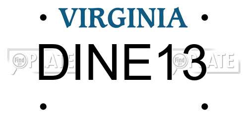 DINE13 Virginia License Plate
