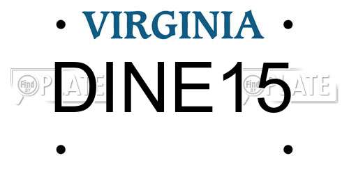 DINE15 Virginia License Plate