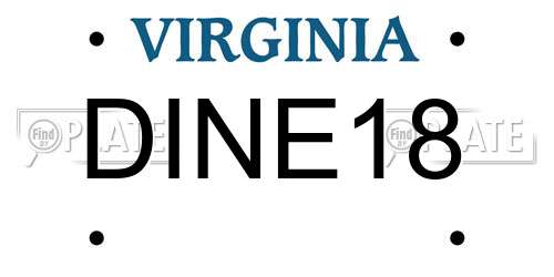 DINE18 Virginia License Plate