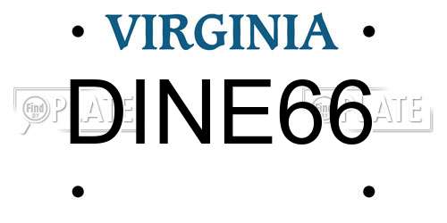 DINE66 Virginia License Plate