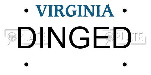 DINGED Virginia License Plate
