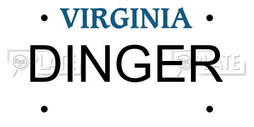 DINGER Virginia License Plate