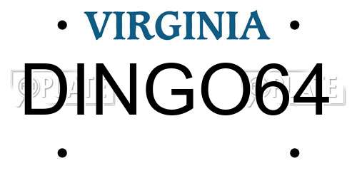 DINGO64 Virginia License Plate