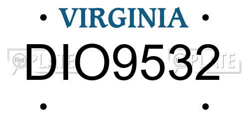 DIO9532 Virginia License Plate