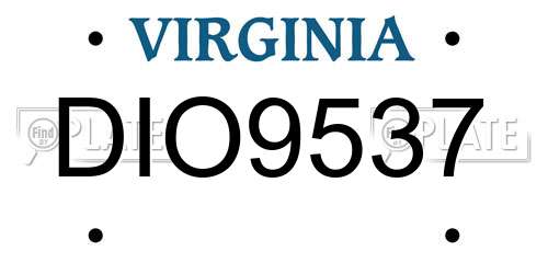DIO9537 Virginia License Plate
