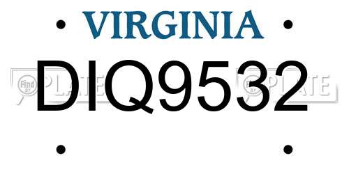 DIQ9532 Virginia License Plate