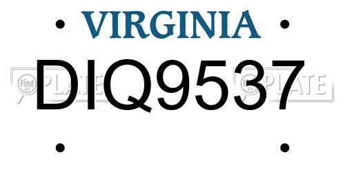 DIQ9537 Virginia License Plate
