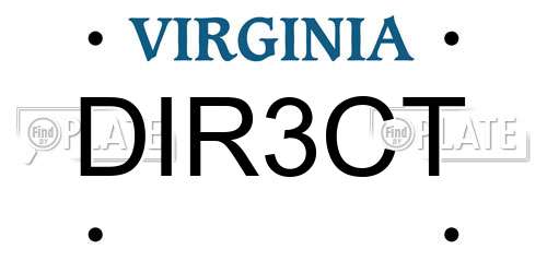 DIR3CT Virginia License Plate