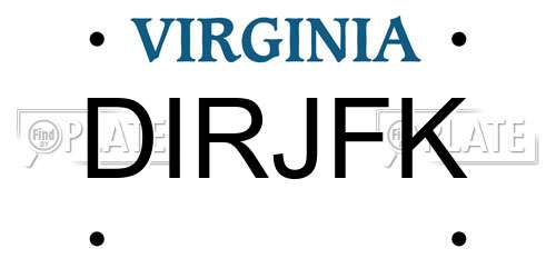 DIRJFK Virginia License Plate