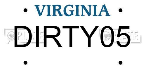 DIRTY05 Virginia License Plate