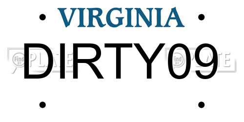 DIRTY09 Virginia License Plate