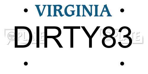DIRTY83 Virginia License Plate