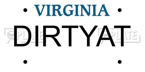 DIRTYAT Virginia License Plate