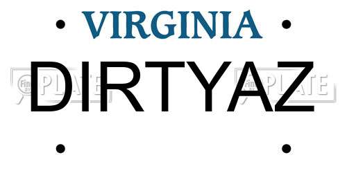 DIRTYAZ Virginia License Plate