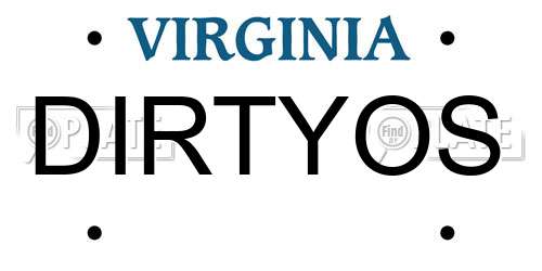 DIRTYOS Virginia License Plate