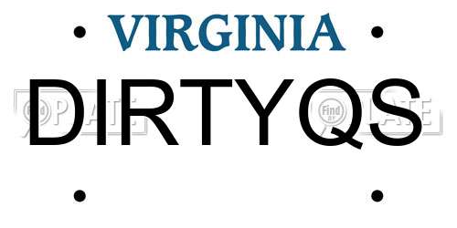 DIRTYQS Virginia License Plate