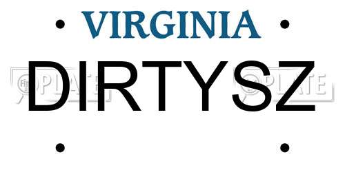 DIRTYSZ Virginia License Plate
