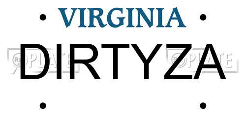 DIRTYZA Virginia License Plate
