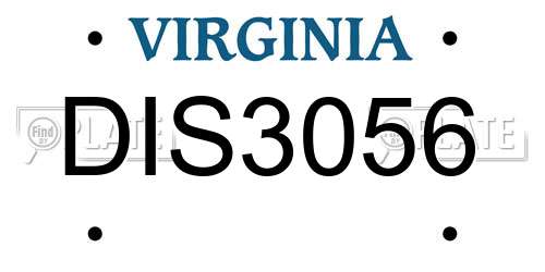 DIS3056 Virginia License Plate