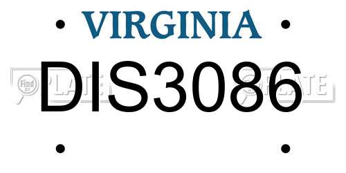 DIS3086 Virginia License Plate