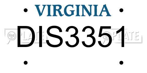 DIS3351 Virginia License Plate