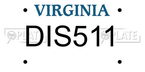 DIS511 Virginia License Plate