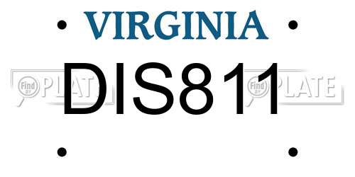 DIS811 Virginia License Plate