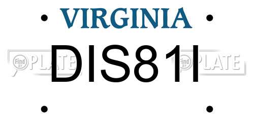 DIS81I Virginia License Plate