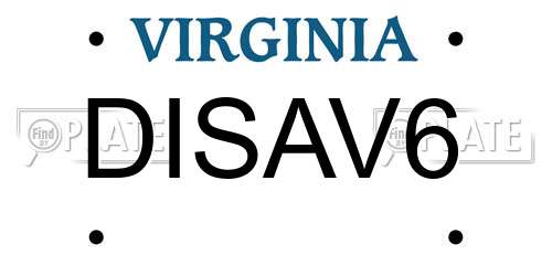 DISAV6 Virginia License Plate