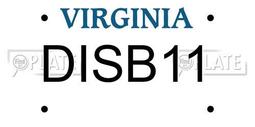 DISB11 Virginia License Plate