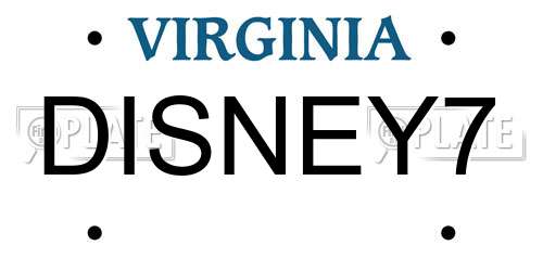 DISNEY7 Virginia License Plate