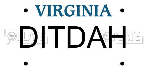 DITDAH Virginia License Plate