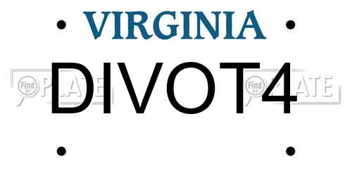 DIVOT4 Virginia License Plate