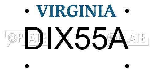 DIX55A Virginia License Plate