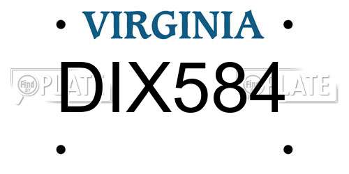 DIX584 Virginia License Plate