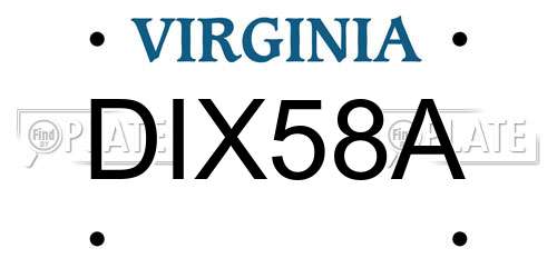 DIX58A Virginia License Plate