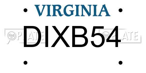 DIXB54 Virginia License Plate