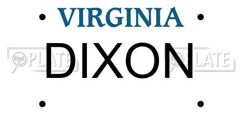 DIXON Virginia License Plate