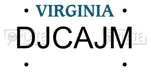 DJCAJM Virginia License Plate