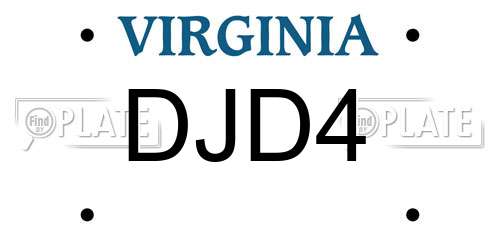 DJD4 Virginia License Plate