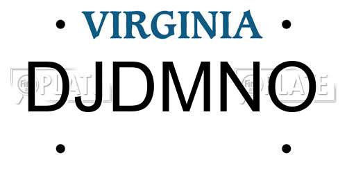 DJDMNO Virginia License Plate
