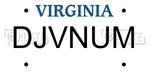 DJVNUM Virginia License Plate