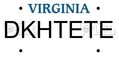DKHTETE Virginia License Plate