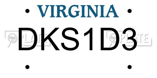DKS1D3 Virginia License Plate