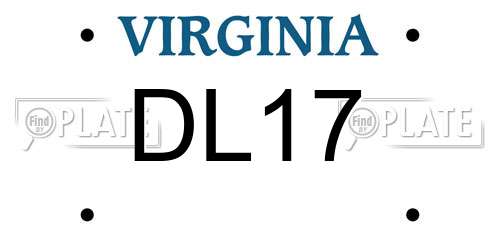 DL17 Virginia License Plate
