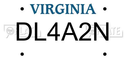 DL4A2N Virginia License Plate